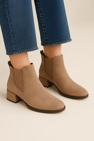 Damen Stiefeletten – Elegant & Modern, mit Elastik-Einsatz & Blockabsatz