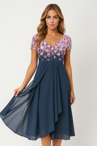 Damen Kleid – V-Ausschnitt Partykleid, Süß & Figurbetont