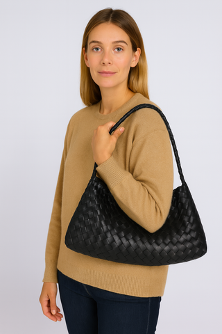 Damen Schultertasche – Geflochtenes Detail, Kunstleder, Elegant & Praktisch