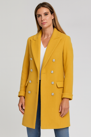 Damen mantel – Langer Schnitt, Stehkragen, Elegant & Zeitlos