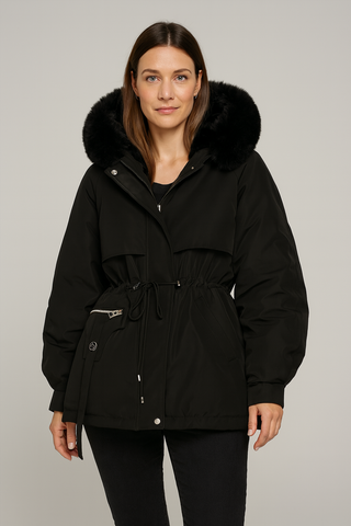 Damen jacke – Daunen, Taillierter Schnitt, Abnehmbarer Kragen, Elegant & Komfortabel