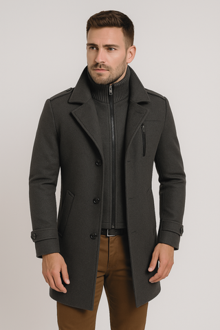 Herren Mantel – Wollmischung, stilvoll und warm