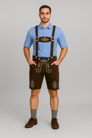 Herren Lederhose – Kniebund mit Hosenträgern, Traditionell & Komfortabel