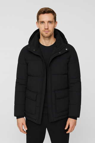 Herren mantel – Klassischer Schnitt, Gefüttert & Stilvoll, Schwarz