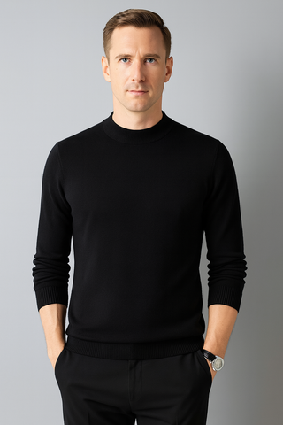 Herren Pullover – Stehkragen im Strick-Look, Bequem & Vielseitig
