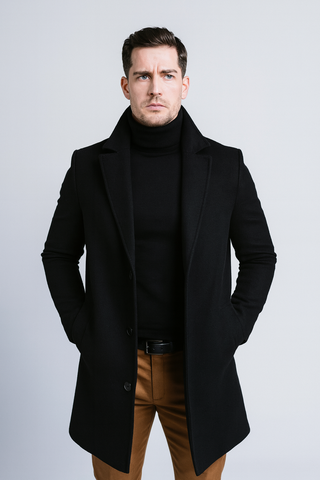 Herren Mantel – Langer Trenchcoat im Fleece-Look, Warm & Bequem