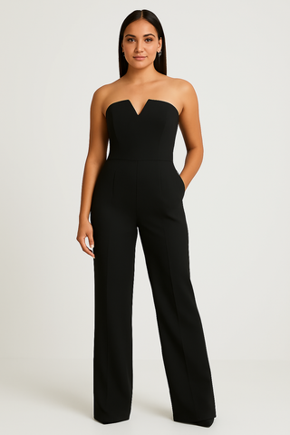 Damen Jumpsuit – Ärmellos mit V-Ausschnitt, elegant & figurbetont