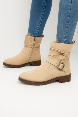 Damen Stiefeletten – Westernstil aus Wildleder, robust & trendbewusst
