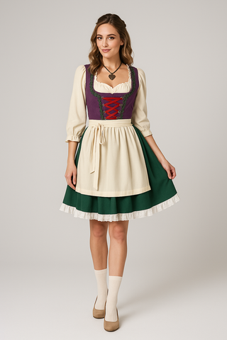 Damen Dirndlkleid – Langarm, Baumwolle, Elegant & Traditionell, Schwarz