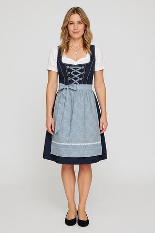 Damen Trachtenkleid – Kurzarm, Baumwolle, Elegant & Traditionell