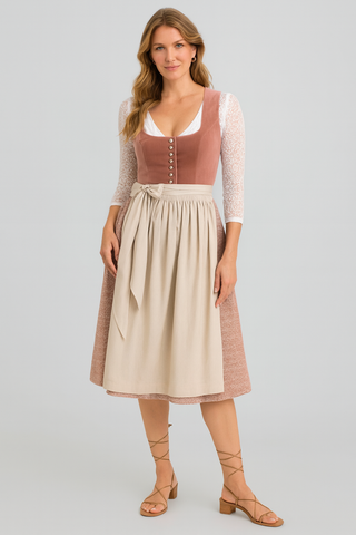 Damen Kleid – Dirndl Stil, Baumwolle, Elegant & Traditionell