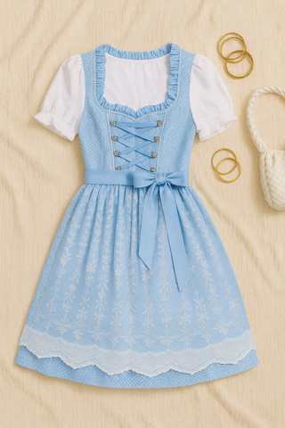 Damen Trachtenkleid – Blaues Dirndl, leicht & edel