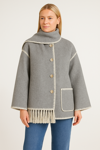 Damenjacke – Kurze Wickeljacke, Schalkragen, Elegant & Komfortabel