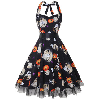 Damen Halloween Kleid – Kürbis-Print Design, Verspielt & Saisonale