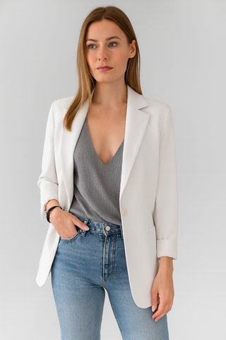 Damen Blazer – Langer Schnitt, Hochwertiger Stoff, Elegant & Vielseitig