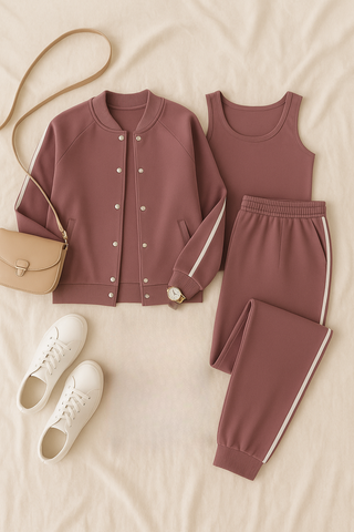 Damen Set – Dreiteiliges Design, Hochwertiger Stoff, Vielseitig & Komfortabel