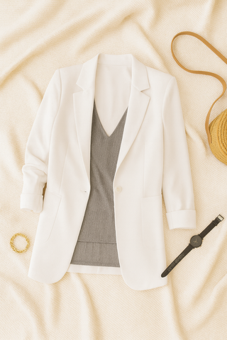 Damen Blazer – Langer Schnitt, Hochwertiger Stoff, Elegant & Vielseitig
