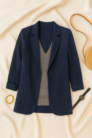 Damen Blazer – Langer Schnitt, Hochwertiger Stoff, Elegant & Vielseitig