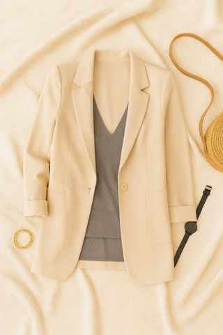 Damen Blazer – Langer Schnitt, Hochwertiger Stoff, Elegant & Vielseitig