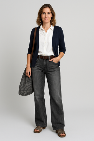 Damenjeans – Weite Denim-Jeans, trendig & bequem
