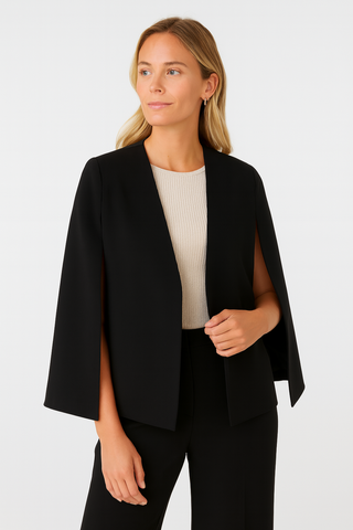 Damen Blazer – Cape Style, Strukturstoff, Elegant & Modern