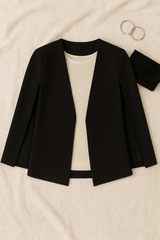 Damen Blazer – Cape Style, Strukturstoff, Elegant & Modern