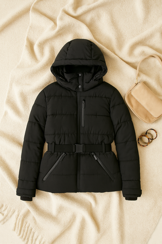 Damen jacke – Pufferjacke mit Kapuze, Elegant & Warm