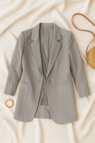 Damen Blazer – Langer Schnitt, Hochwertiger Stoff, Elegant & Vielseitig
