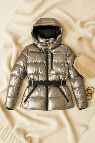 Damen jacke – Pufferjacke mit Kapuze, Elegant & Warm