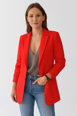 Damen Blazer – Langer Schnitt, Hochwertiger Stoff, Elegant & Vielseitig