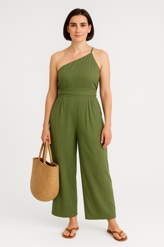 Damenjumpsuit – One-Shoulder im Sommerstil, elegant & luftig