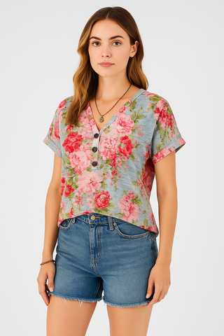 Damen Bluse – Vintage-Stil, floral & luftig