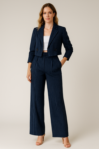 Damen Anzug – Cropped Blazer aus Leinen, stilvoll & modern