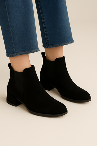 Damen Stiefeletten – Elegant & Modern, mit Elastik-Einsatz & Blockabsatz