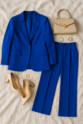 Damen Business Set – Klassischer Komfort Fit Blazer & Hose