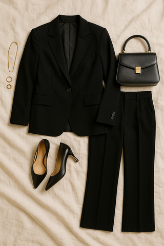 Damen Business Set – Klassischer Komfort Fit Blazer & Hose
