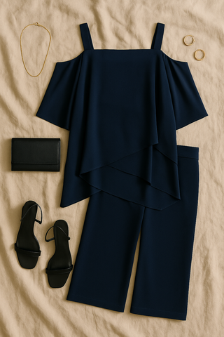 Damen Jumpsuit – Zweiteiler mit Cold Shoulder, elegant & modern