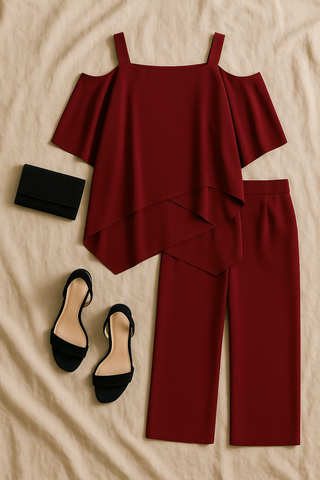 Damen Jumpsuit – Zweiteiler mit Cold Shoulder, elegant & modern