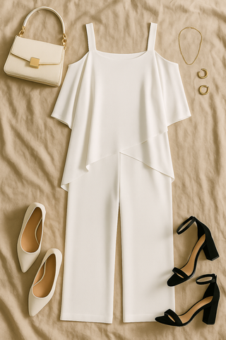 Damen Jumpsuit – Zweiteiler mit Cold Shoulder, elegant & modern