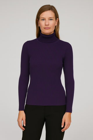 Damen Pullover – Hochkragen Strick, Warm & Slim