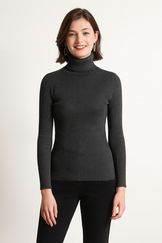 Damen Pullover – Hochkragen Strick, Warm & Slim