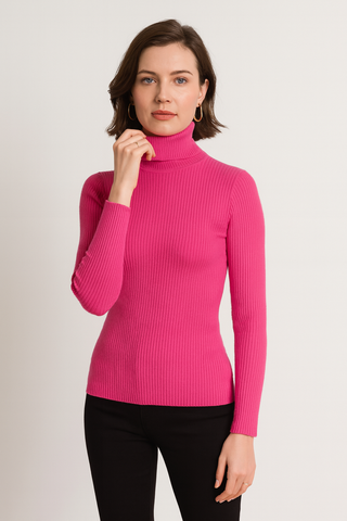 Damen Pullover – Hochkragen Strick, Warm & Slim