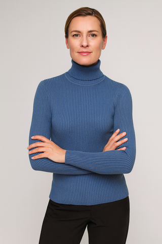 Damen Pullover – Hochkragen Strick, Warm & Slim