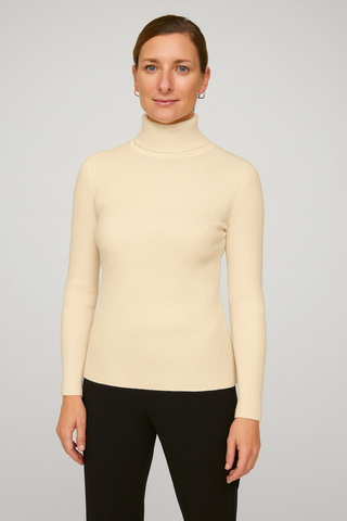 Damen Pullover – Hochkragen Strick, Warm & Slim