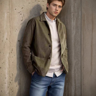 Herren-Cord jacke – Knopfleiste, Lässig & Praktisch