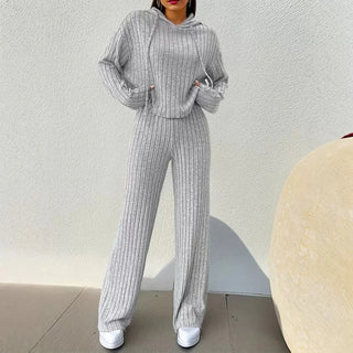 Damen-Loungewear-Set – Gestrickter Hoodie, Locker & Vielseitig