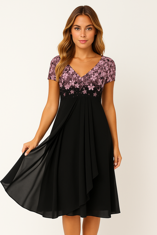Damen Kleid – V-Ausschnitt Partykleid, Süß & Figurbetont