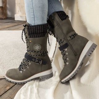 These women's ankle boots feature a stylish lace-up design, crafted from warm, durable materials, perfect for winter adventures while providing comfort and elegance in every step 6