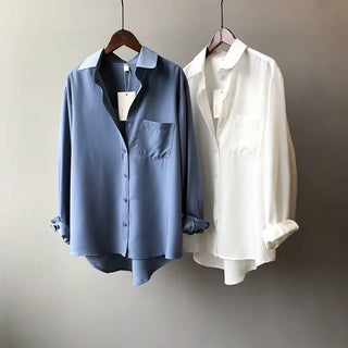 Damen Bluse – Charmeuse-Stoff, Elegant & Vielseitig