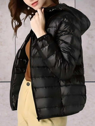 Damen jacke – Mit Kapuze aus Nylon, warm & elegant